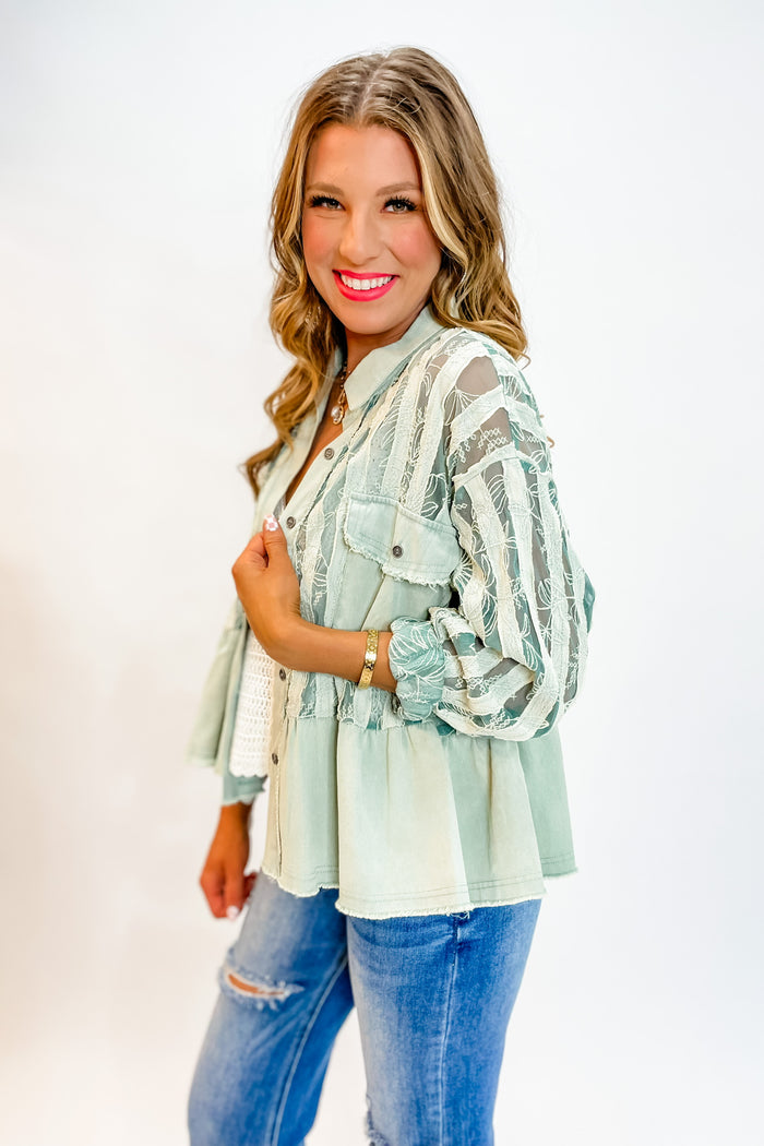 Falling Leaves Layering Jacket - Dusty Green
