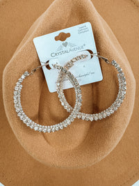 Golden Glow Rhinestone Hoop Earrings