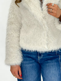 Soft Ivory Faux Fur Snap-Front Jacket