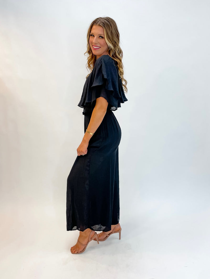 After Kick Off Black Linen Two Piece Set