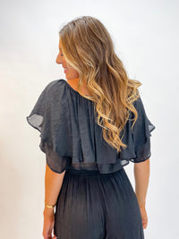 After Kick Off Black Linen Two Piece Set
