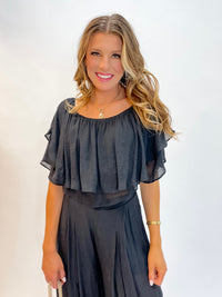 After Kick Off Black Linen Two Piece Set