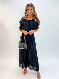 After Kick Off Black Linen Two Piece Set