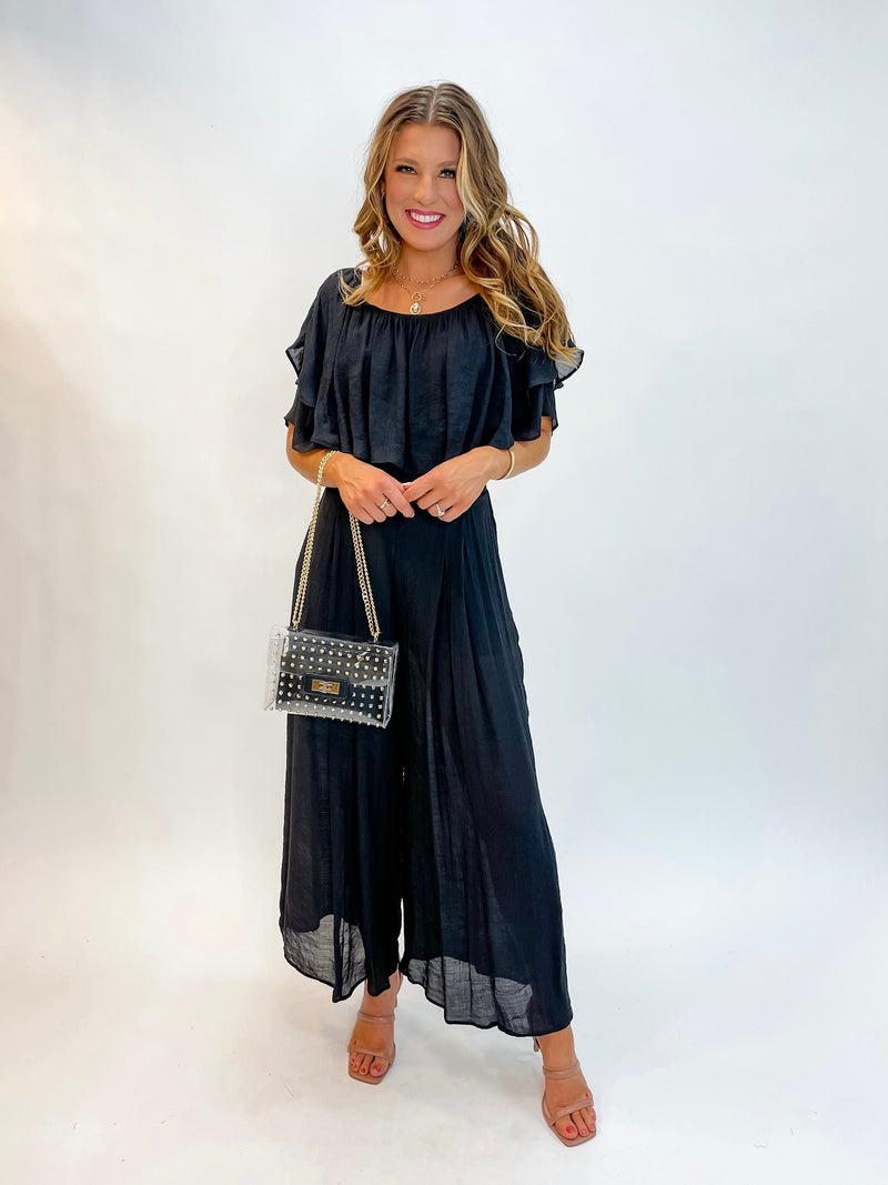 After Kick Off Black Linen Two Piece Set