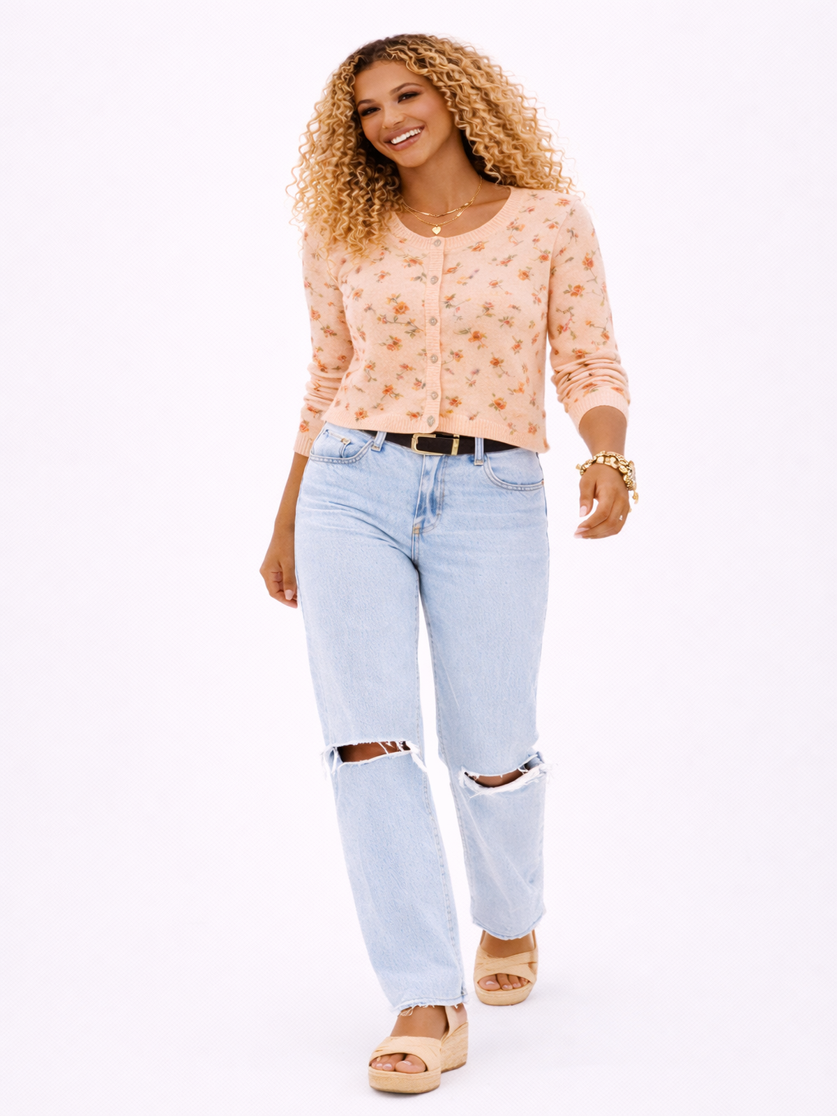 Vintage Blushing Peach Cardigan Sweater