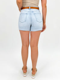 Risen Light Wash Cuffed Denim Shorts