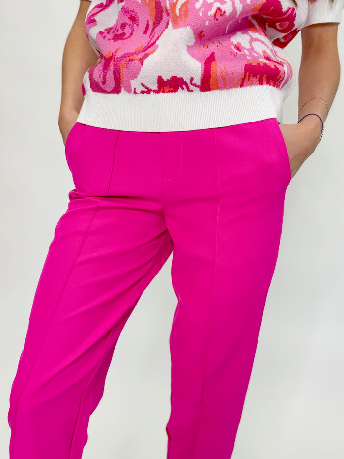 Bright Fuchsia Front Pleat Pants