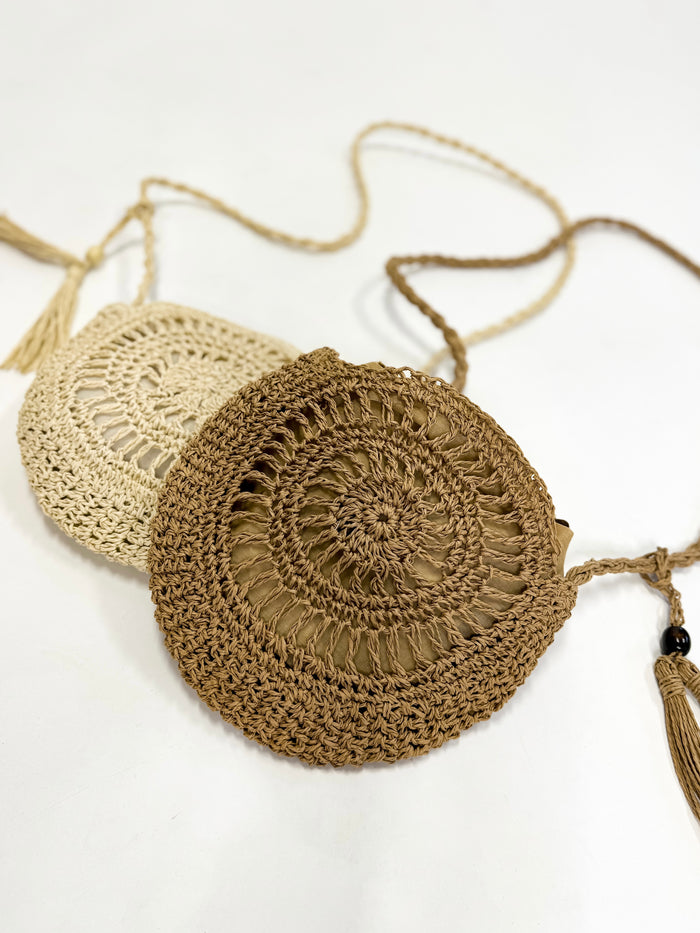 Dark Tan Raffia Purse