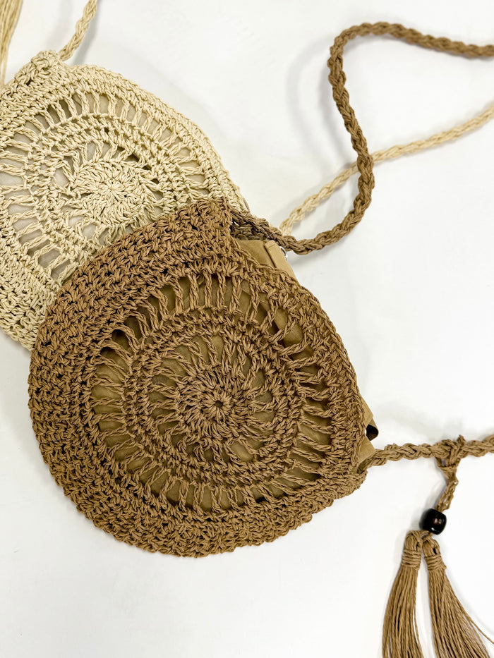 Dark Tan Raffia Purse