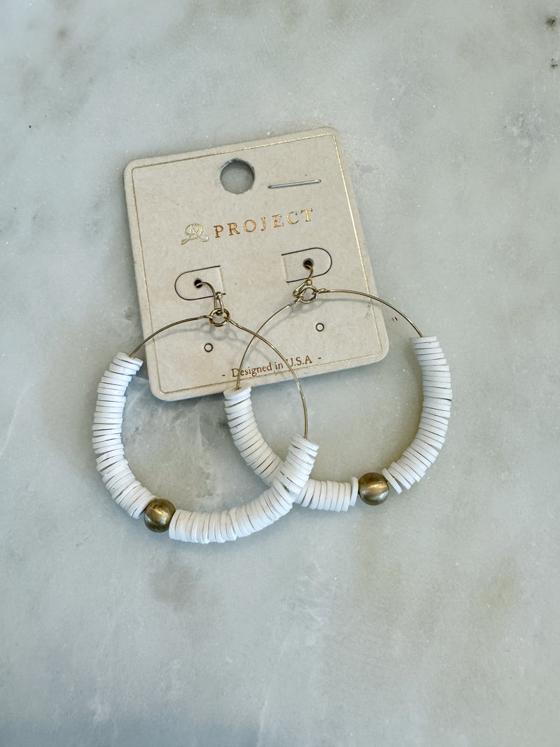 White and Gold Hoop Earrings
