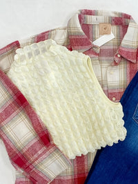 Winter Cream Mock Neck Textured Tank