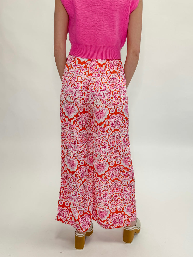 Floral Print Front Slit Pants