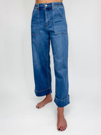 Vervet High Rise Double Cuffed Baggy Wide Leg Jeans