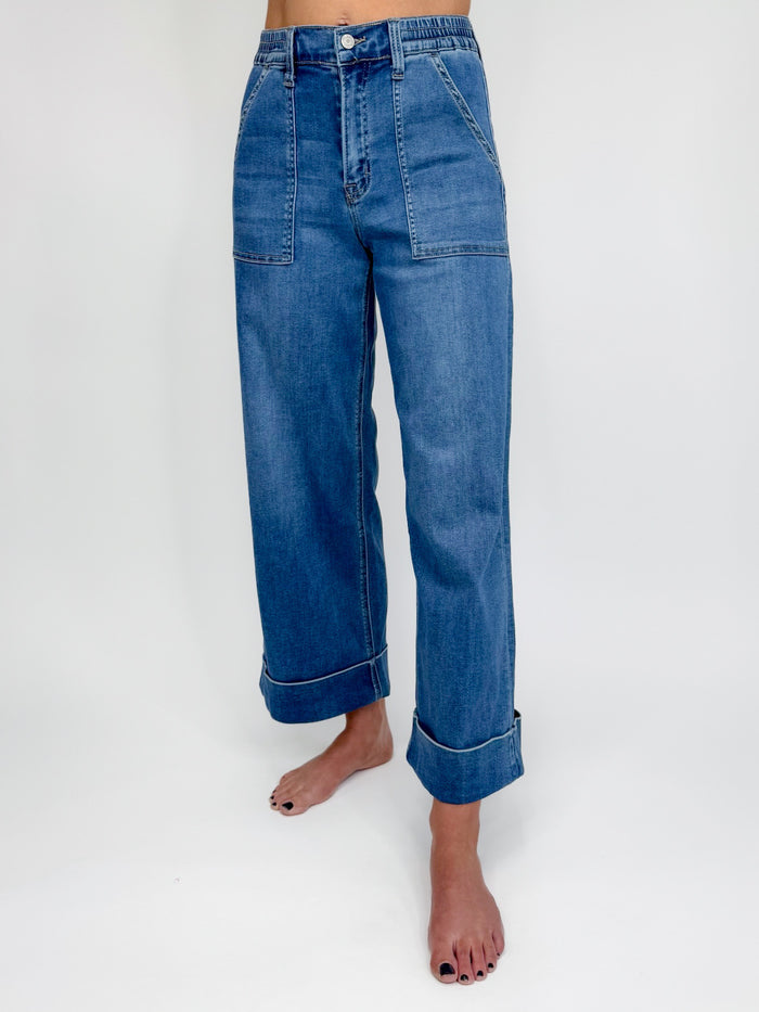 Vervet High Rise Double Cuffed Baggy Wide Leg Jeans