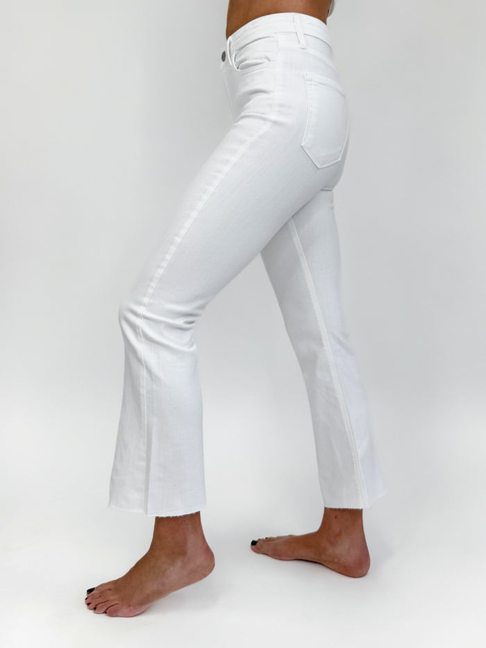 Optic White HR Crop Flare Jeans