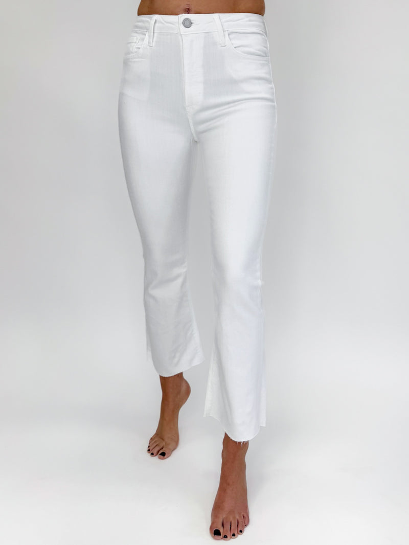 Optic White HR Crop Flare Jeans