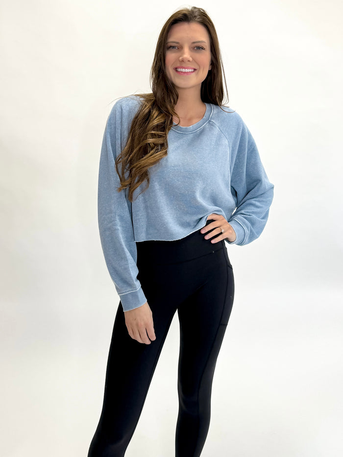 Calling On Taxi Driver Cropped Sweatshirt-Blue