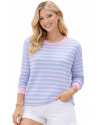 Blue Horizon Stripe French Terry Top
