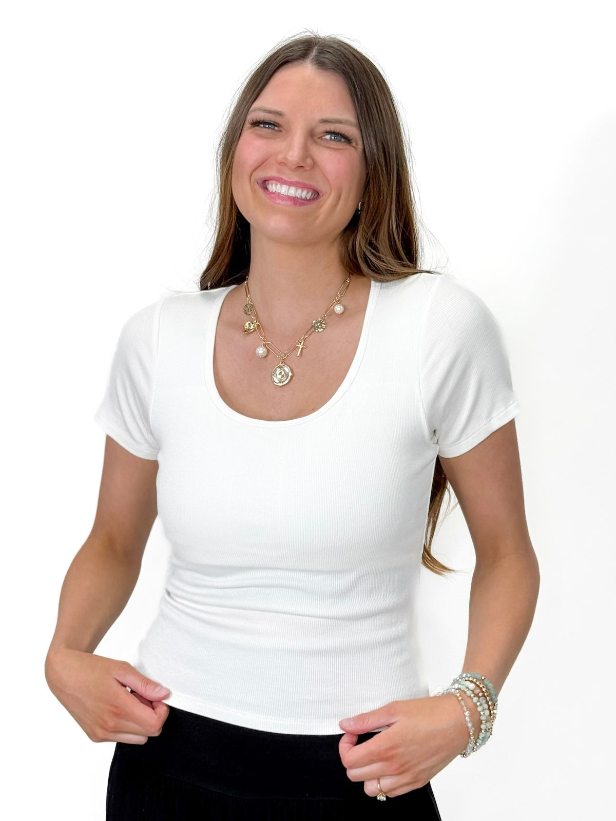 Everyday Essential Ribbed Scoop Neck Tee