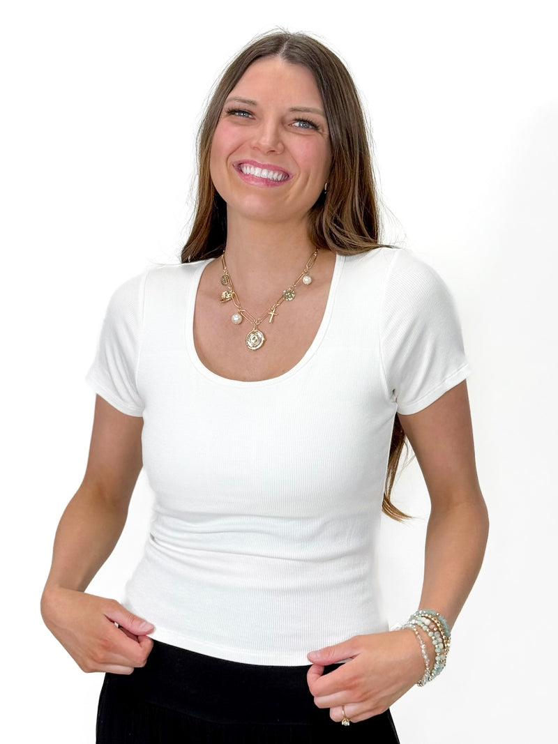 Everyday Essential Ribbed Scoop Neck Tee