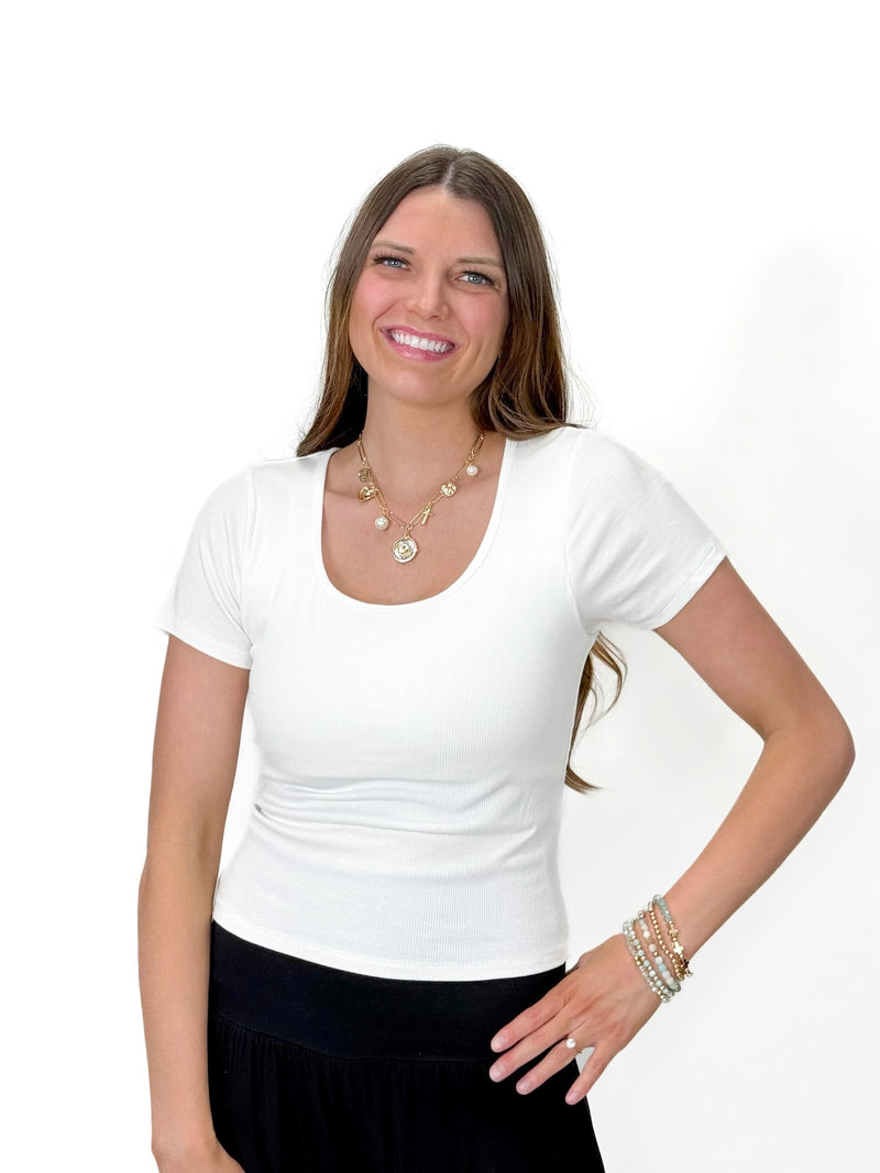 Everyday Essential Ribbed Scoop Neck Tee