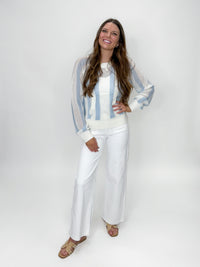 Cornflower Mesh Weave Sweater