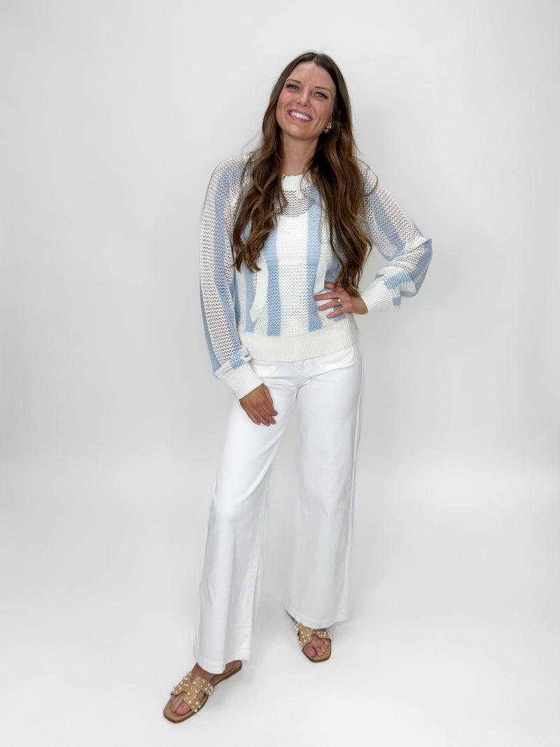 Cornflower Mesh Weave Sweater