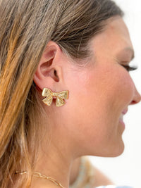Golden Tied Stud Earrings