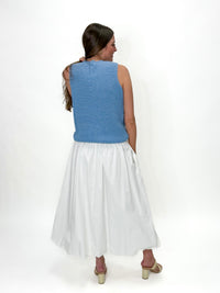 Coastal Lettering Knit Tank Top Blue