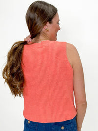 Coastal Lettering Knit Tank Orange