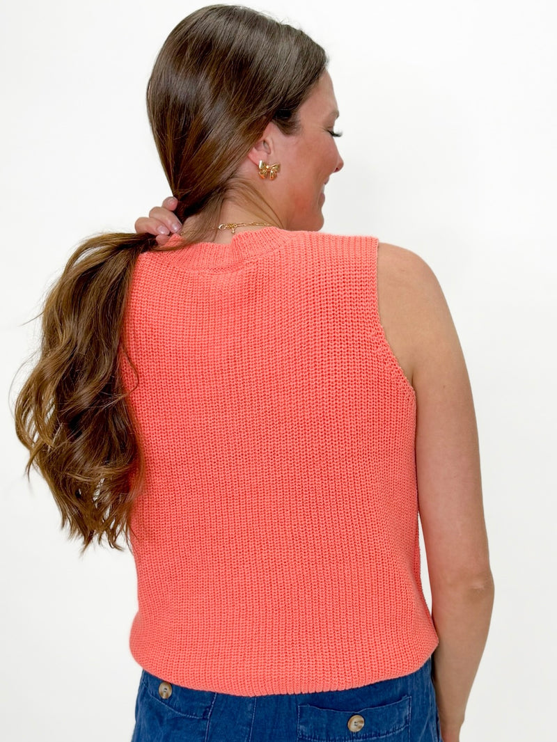 Coastal Lettering Knit Tank Orange