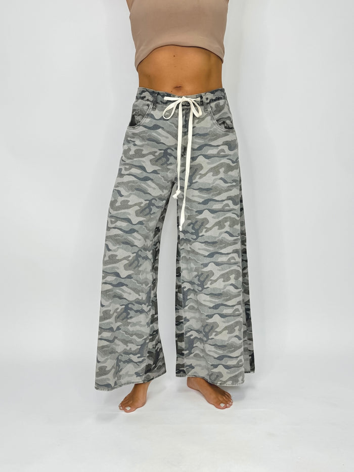Urban Camo Drawstring Wide Leg Jeans
