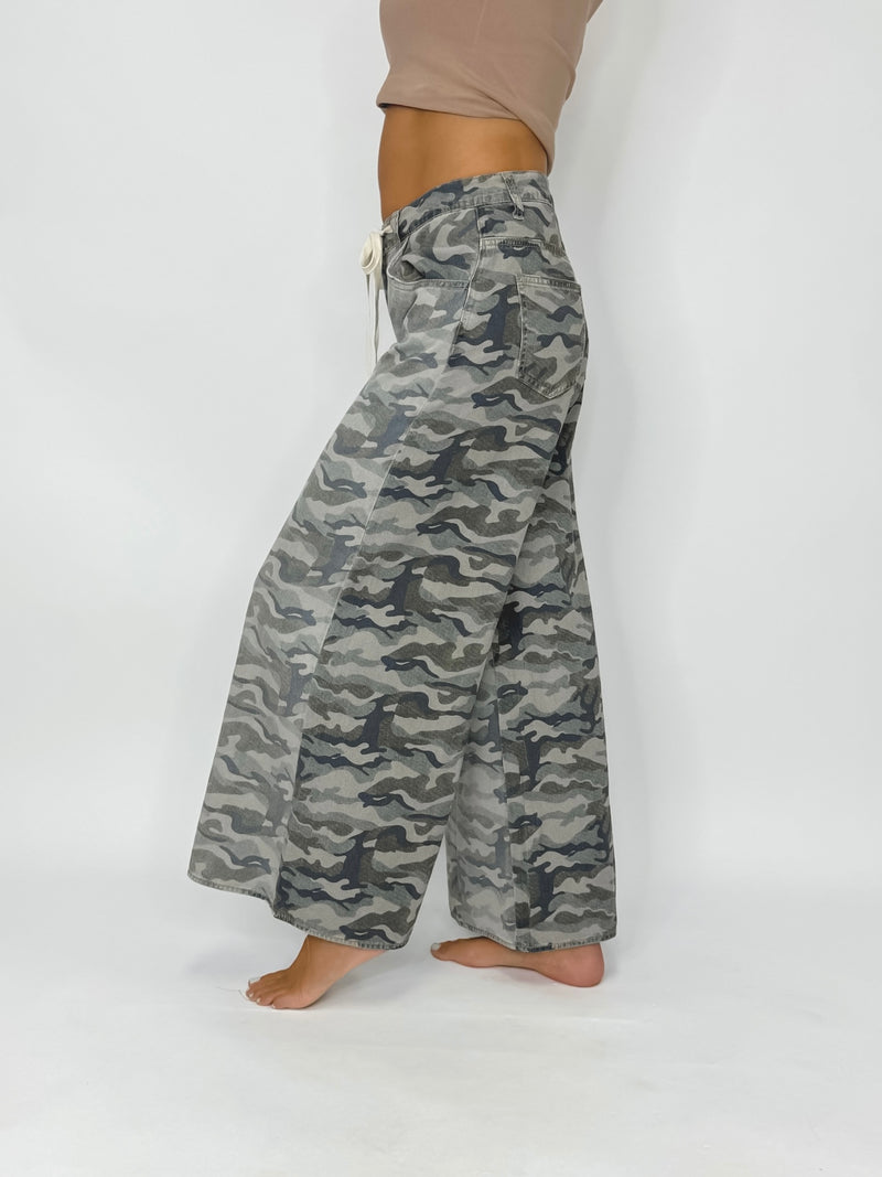 Urban Camo Drawstring Wide Leg Jeans