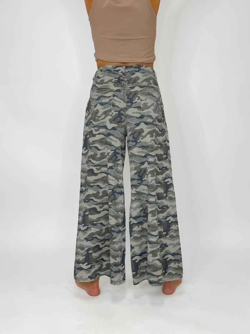 Urban Camo Drawstring Wide Leg Jeans
