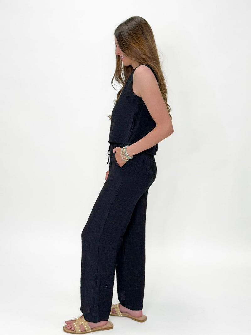 Coastal Cool Linen Set Black