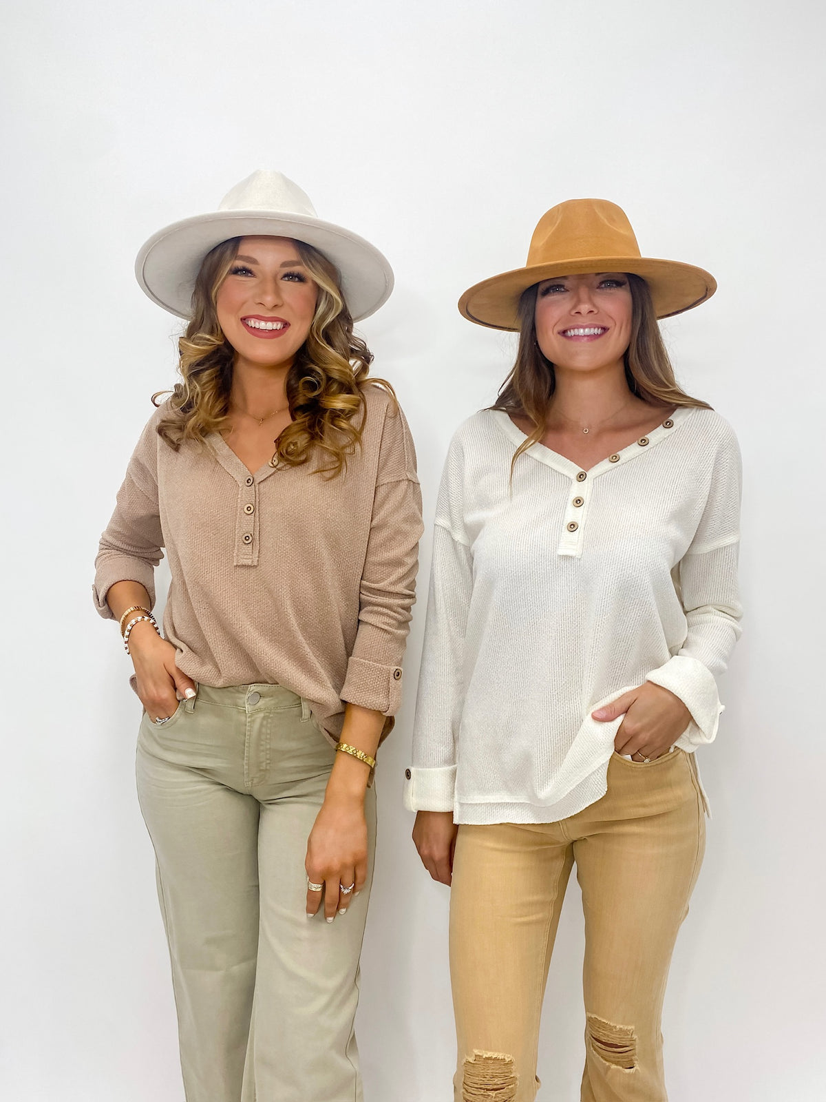 Autumn Brunch Layering Long Sleeve Shirt- Taupe
