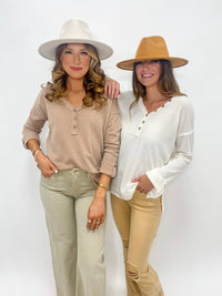 Autumn Brunch Layering Long Sleeve Shirt- Taupe