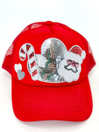 Candy Cane Santa Sequin Hat