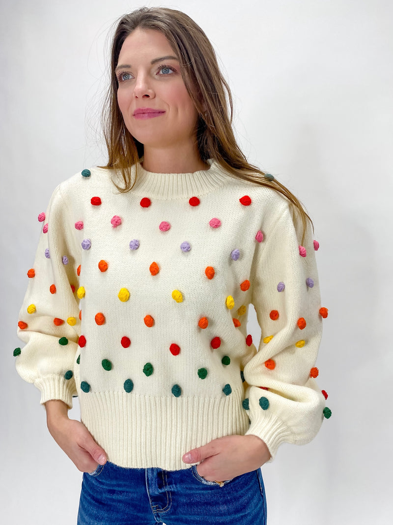 Merry And Bright Pom Sweater