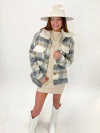 Winter Plaid With Sherpa Collar Coat