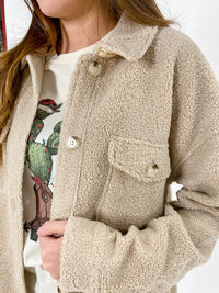 Tan Sherpa Button Front Jacket