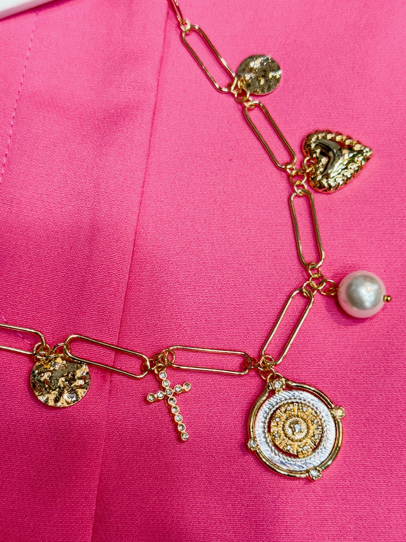 Grace & Gild Paperclip Charm Necklace Set
