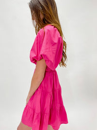 Bright Pink Puff Sleeve Dress