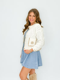 Sugarplum Crochet Trim Cardigan