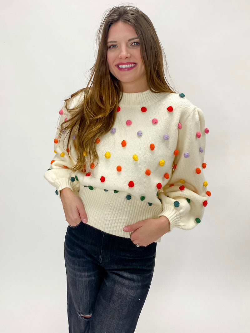 Merry And Bright Pom Sweater
