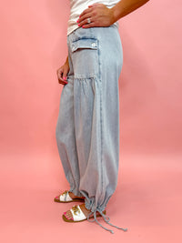 Light Wash Free People Dupe Wide Leg Tie Hem Jeans