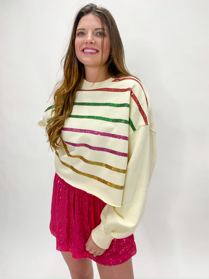 Merry And Bright Sequin Stripe Sweater