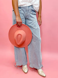 Light Wash Free People Dupe Wide Leg Tie Hem Jeans