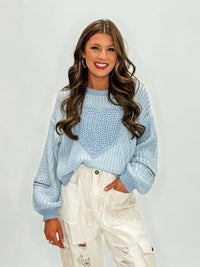 Warm Hearts, Chilly Weather Sweater- Blue