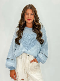 Warm Hearts, Chilly Weather Sweater- Blue